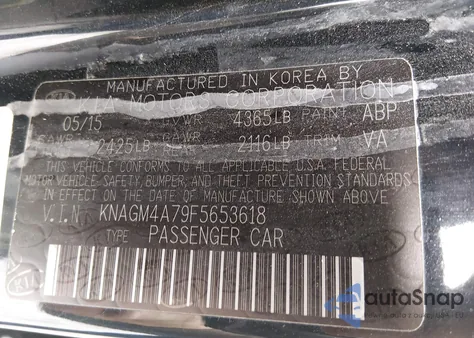 2015 Kia Optima Lx from USA, damaged, VIN KNAGM4A79F5653618